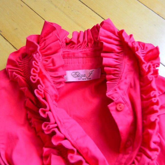 ELIZA J New York Size 14 Ruffle Chest Shift Dress Party Evening Wear Tie Waist - Picture 6 of 13